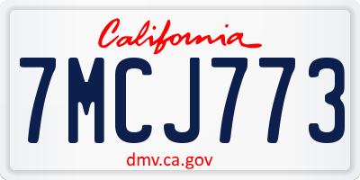 CA license plate 7MCJ773