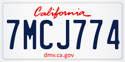 CA license plate 7MCJ774