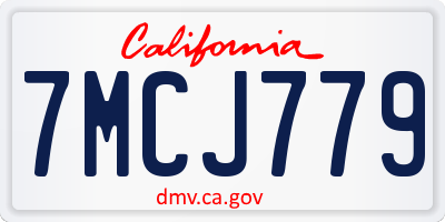 CA license plate 7MCJ779