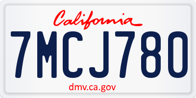CA license plate 7MCJ780