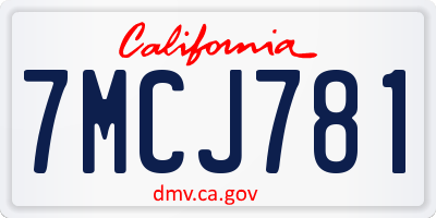 CA license plate 7MCJ781