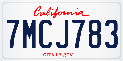 CA license plate 7MCJ783