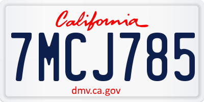 CA license plate 7MCJ785