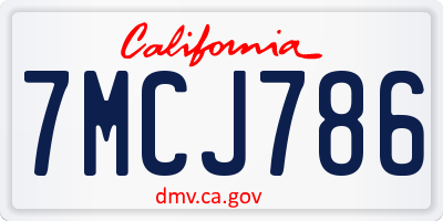 CA license plate 7MCJ786