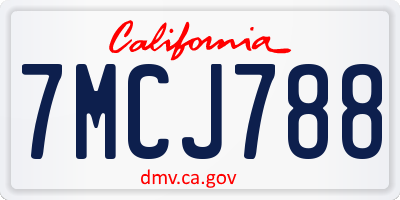 CA license plate 7MCJ788