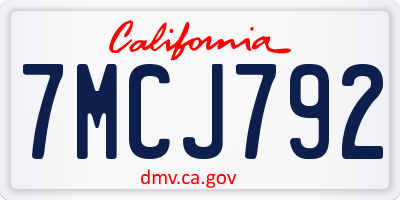 CA license plate 7MCJ792