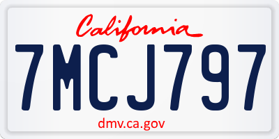 CA license plate 7MCJ797