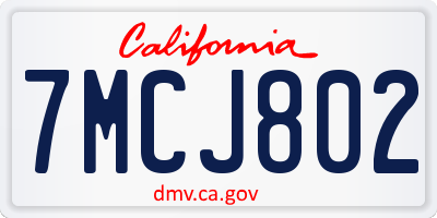 CA license plate 7MCJ802