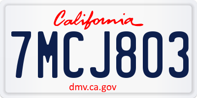 CA license plate 7MCJ803