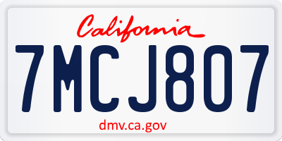 CA license plate 7MCJ807
