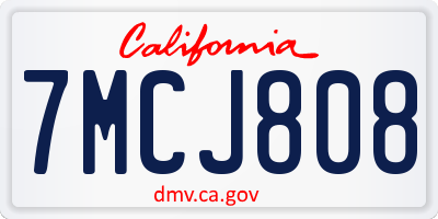 CA license plate 7MCJ808