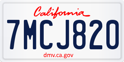 CA license plate 7MCJ820