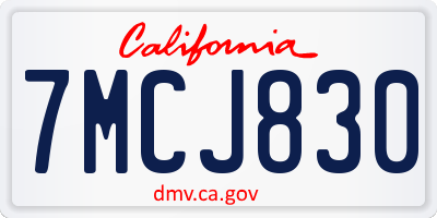 CA license plate 7MCJ830