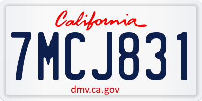 CA license plate 7MCJ831