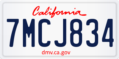 CA license plate 7MCJ834