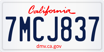 CA license plate 7MCJ837