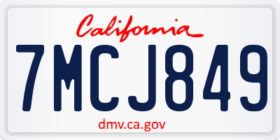 CA license plate 7MCJ849