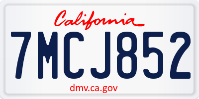 CA license plate 7MCJ852