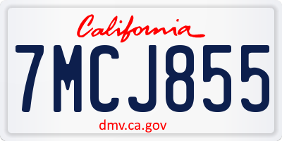 CA license plate 7MCJ855