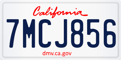 CA license plate 7MCJ856