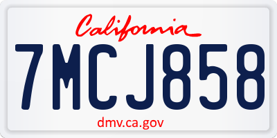 CA license plate 7MCJ858