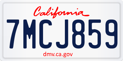 CA license plate 7MCJ859