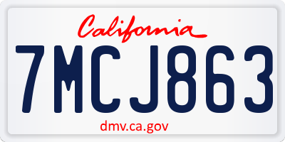 CA license plate 7MCJ863