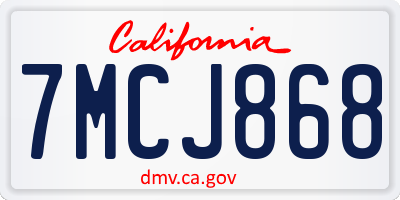 CA license plate 7MCJ868