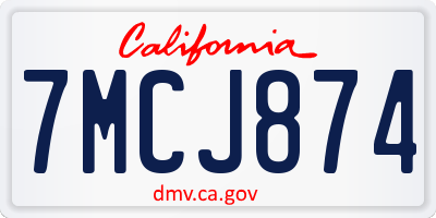 CA license plate 7MCJ874