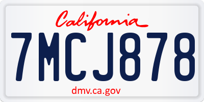CA license plate 7MCJ878