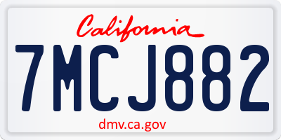 CA license plate 7MCJ882