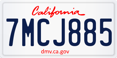 CA license plate 7MCJ885