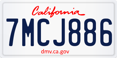CA license plate 7MCJ886