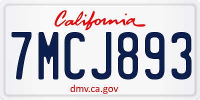 CA license plate 7MCJ893