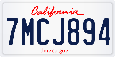 CA license plate 7MCJ894