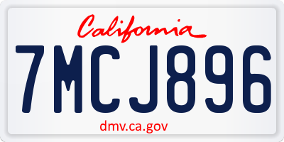 CA license plate 7MCJ896
