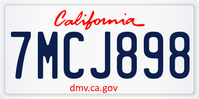 CA license plate 7MCJ898