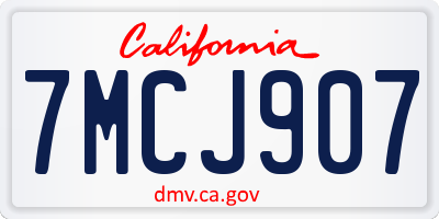CA license plate 7MCJ907