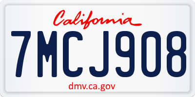 CA license plate 7MCJ908