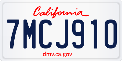 CA license plate 7MCJ910