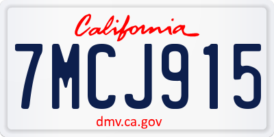 CA license plate 7MCJ915