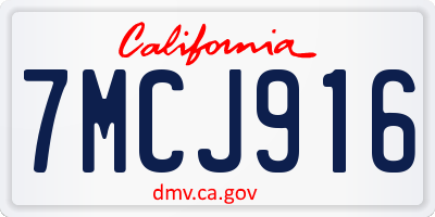 CA license plate 7MCJ916