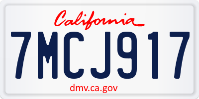 CA license plate 7MCJ917