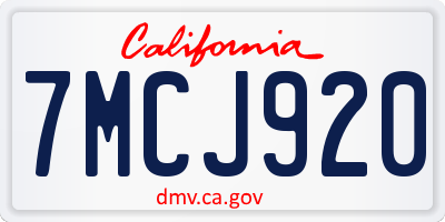 CA license plate 7MCJ920