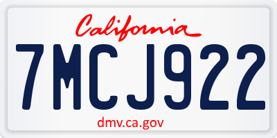 CA license plate 7MCJ922