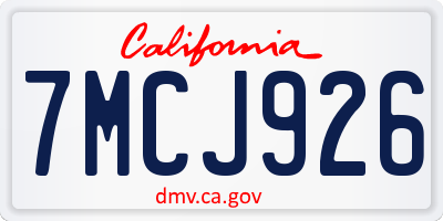 CA license plate 7MCJ926