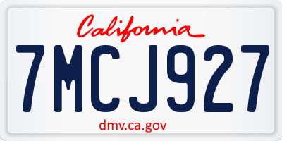 CA license plate 7MCJ927