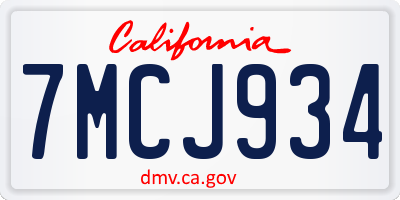 CA license plate 7MCJ934