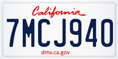 CA license plate 7MCJ940