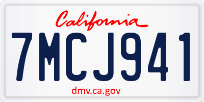 CA license plate 7MCJ941